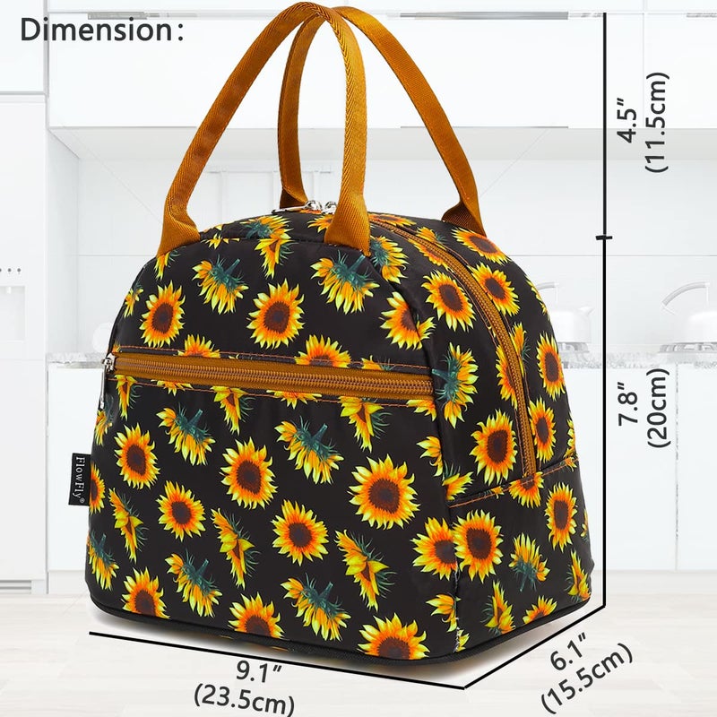 FlowFly Insulated Lunch Cooler Bag - Tote Bag Organizer for Women/Men, SunFlower - Image 3